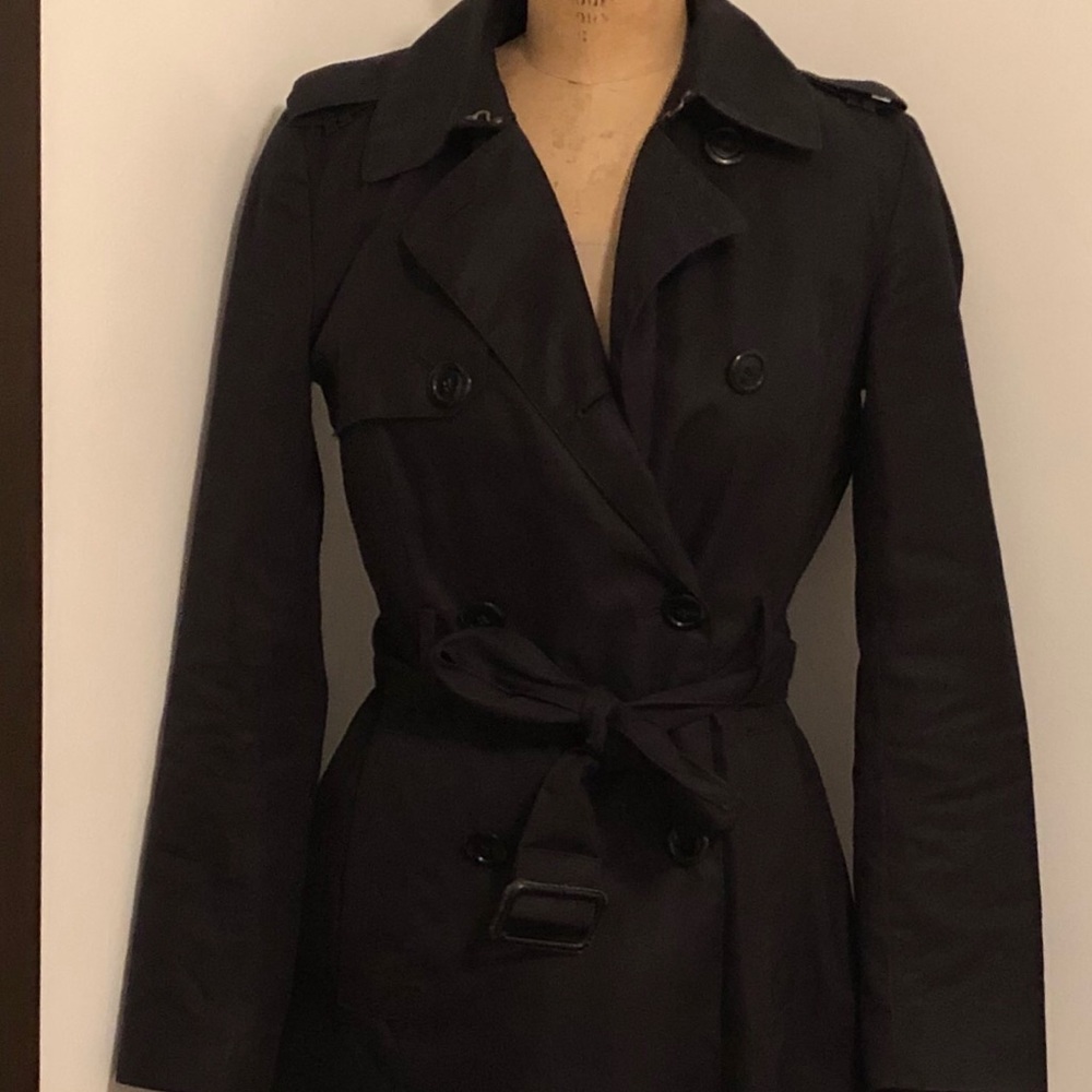 Banana Republic mid length black trench coat xs